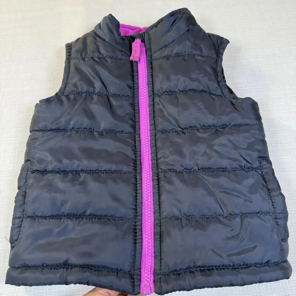 Vintage Baby Kids OshKosh B'Gosh 18‎ Mo. Puffer Vest Blue / Purple